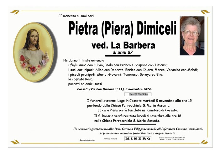 Pietra (Piera) Dimiceli, ved. La Barbera