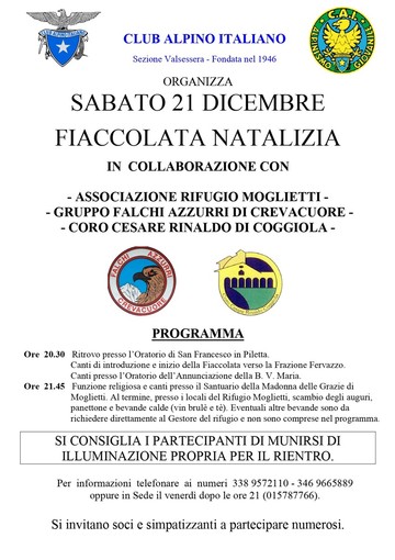 A Coggiola sabato la fiaccolata