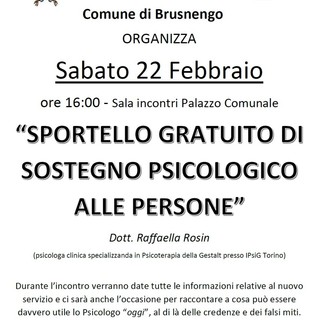 Uno  sportello gratuito di sostegno psicologico a Brusnengo