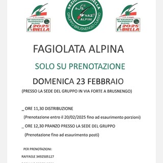 Fagiolata con gli alpini di Brusnengo e Curino domenica 23 febbraio