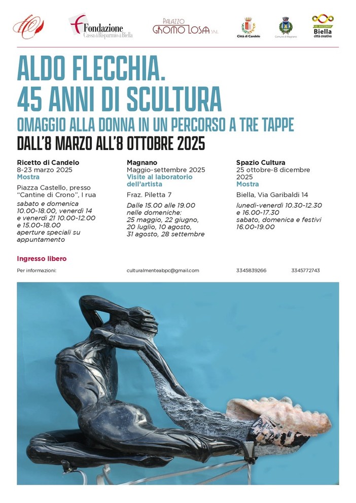 Aldo Flecchia. 45 anni di scultura. Un omaggio alla donna lungo nove mesi in tre diverse tappe nel Biellese.