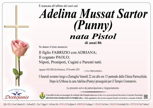 Adelina Mussat Sartor (Punny) nata Pistol