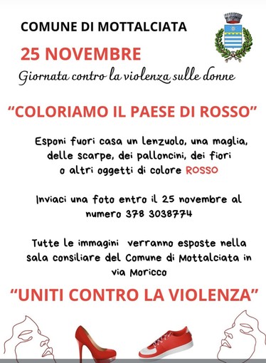 25 novembre a Mottalciata: “Coloriamo il paese di rosso”.