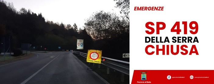 Mongrando-Donato: chiusa la SP 419 della Serra per caduta massi.