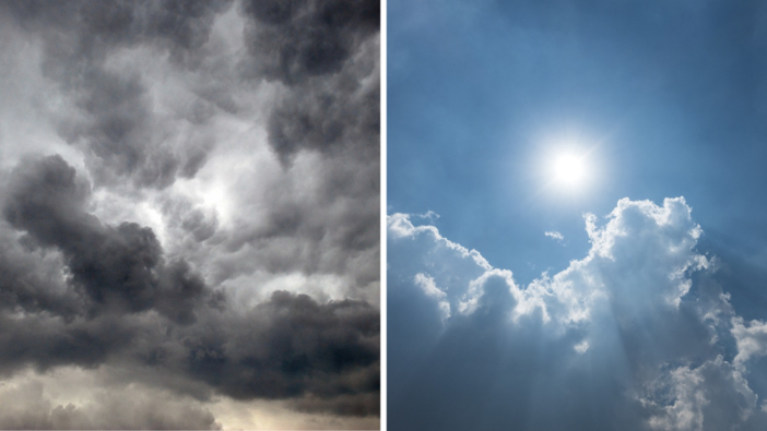 Meteo incerto nel fine settimana, cieli nuvolosi e piogge incerte.