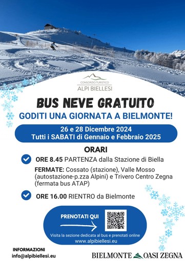 Inverno a Bielmonte: Servizio navetta gratuito Biella-Bielmonte