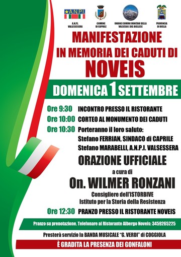 Commemorazione di Noveis: corteo e cerimonia per i caduti della Resistenza.