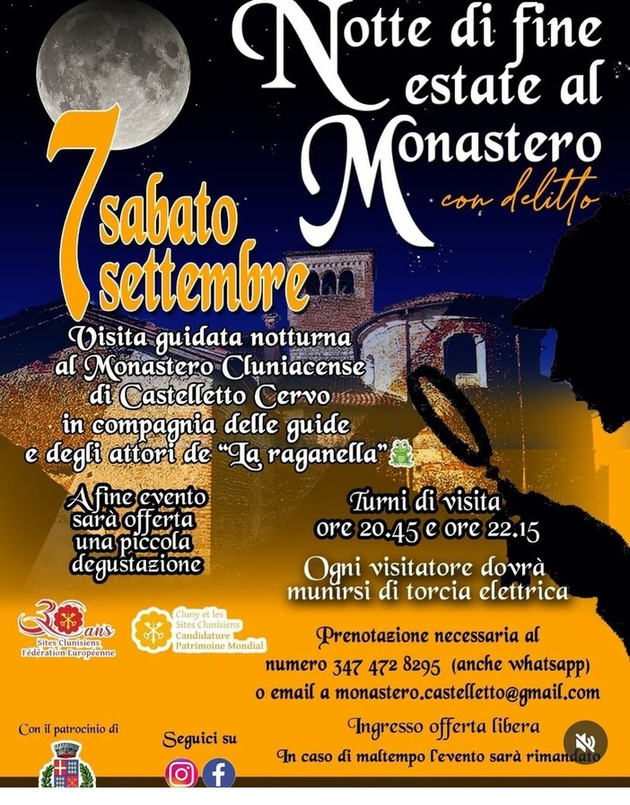 Al Monastero cluniacense di Castelletto Cervo “Notte di fine estate con delitto”.