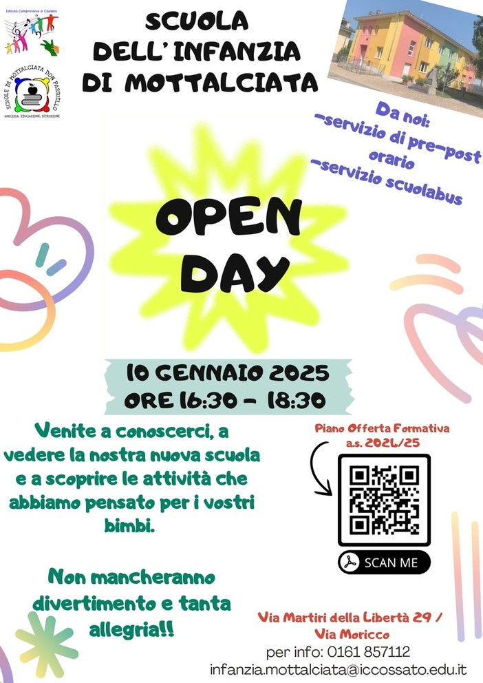 Scuola dell'infanzia: Open Day a Mottalciata, scopri tutte le novità.