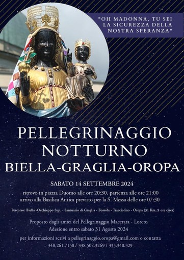 Pellegrinaggio notturno Biella-Graglia-Oropa: un cammino di fede e condivisione.