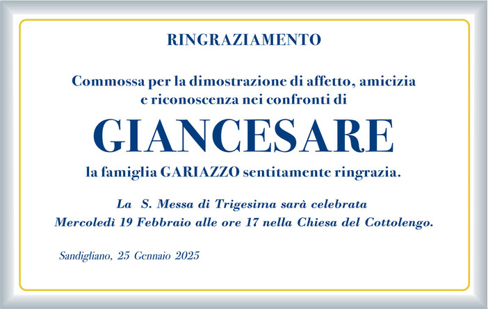 Ringraziamento Gariazzo