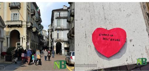 San Valentino, in via Italia un cuore dei bimbi dell'Infanzia Cerruti ai passanti