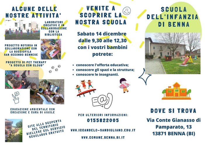 Benna, open day della scuola dell'infanzia e della primaria