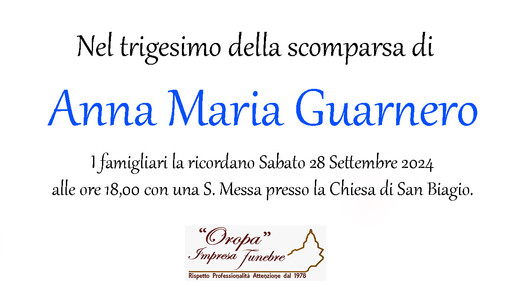 Anna Maria Guarnero, trigesima