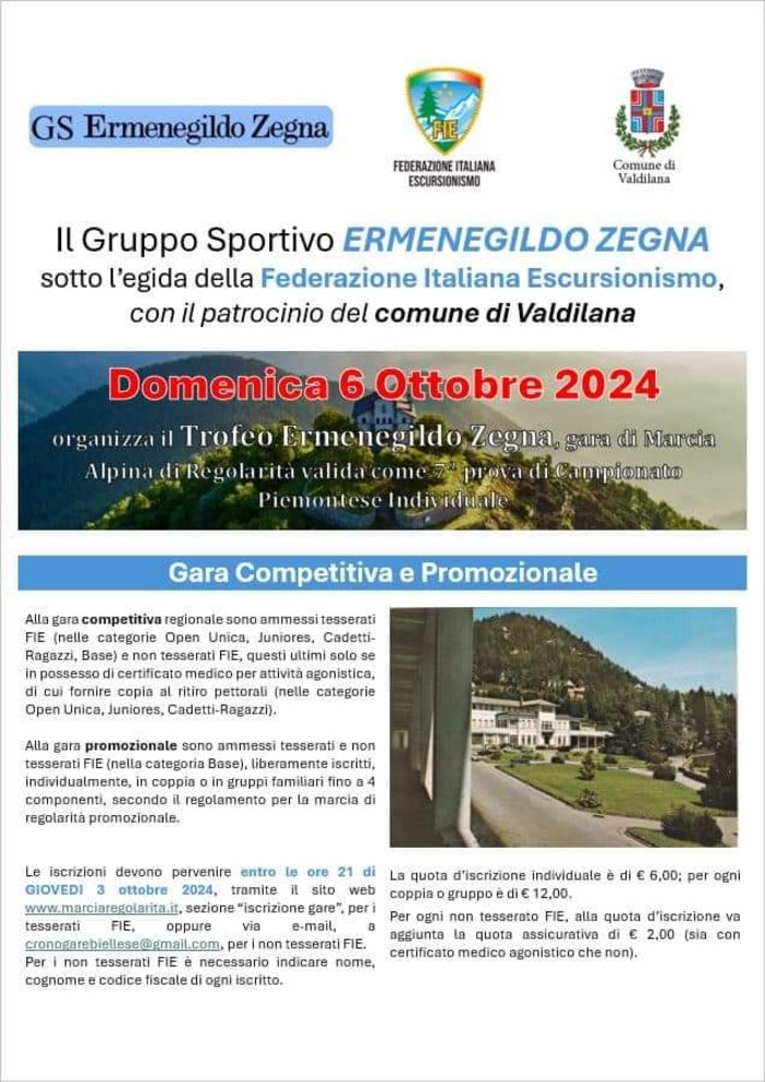 Valdilana: domenica Trofeo Ermenegildo Zegna gara di Marcia Alpina e regolarità valida come 7° prova di campionato