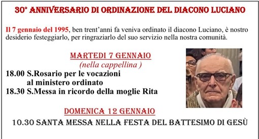 Vigliano Biellese celebra il 30° anniversario dell'ordinazione del diacono Luciano.