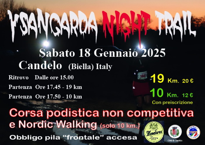 Sabato a Candelo di corre la Ysangarda Night Trail